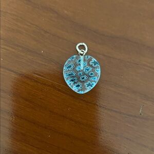 Blue Floral Heart Pendant Charm - Women Jewelry